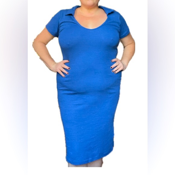 Public Desire Ribbed Collared Dress, Size 14, BodyCon, Royal Blue - Picture 3 of 5